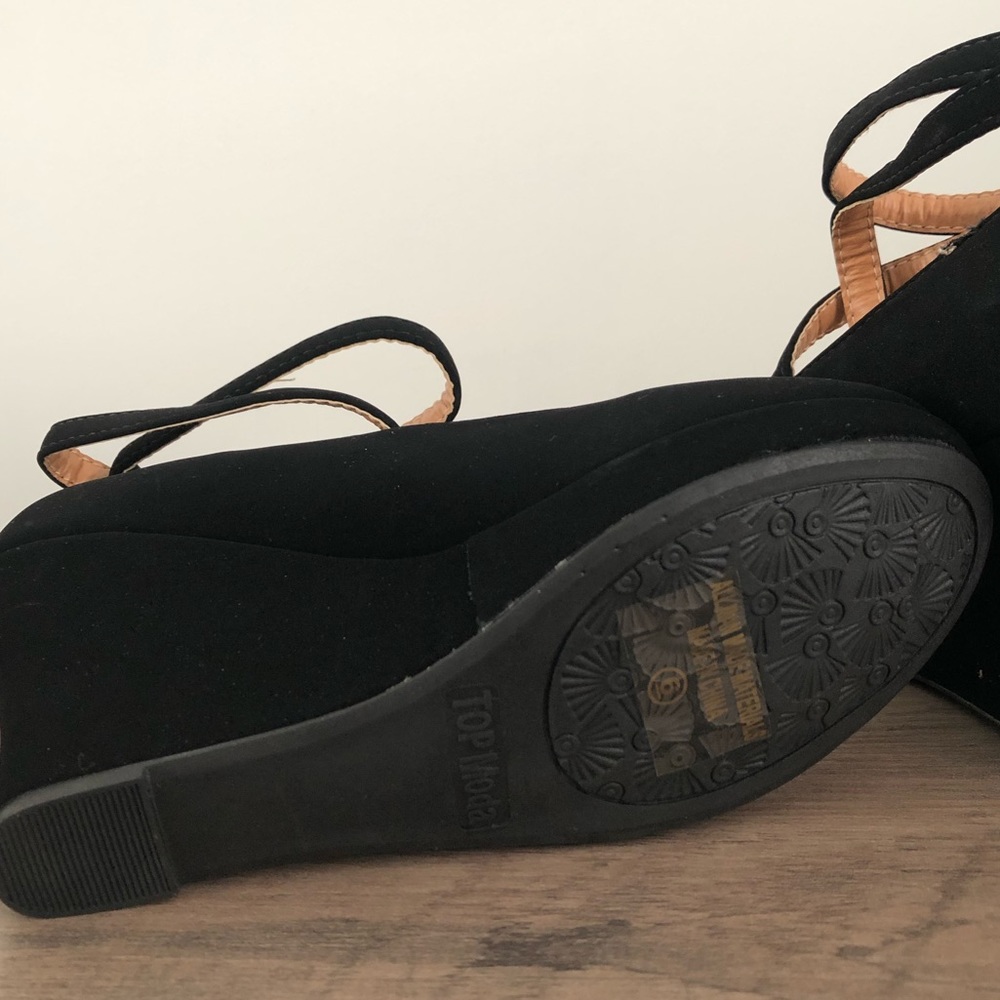 TOP Moda Eva Black Wedges - Picture 9 of 11